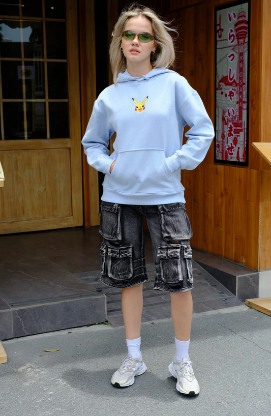 SKY BLUE EMBROIDERED POKÉMON HOODIE