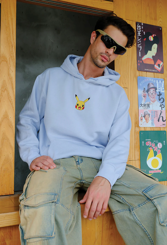 SKY BLUE EMBROIDERED POKÉMON HOODIE