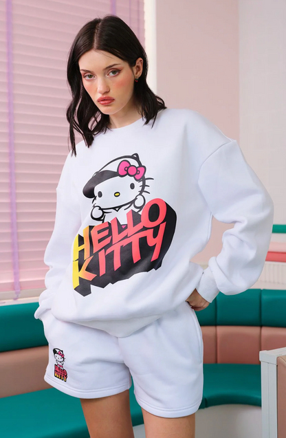 ALL WHITE HELLO KITTY OVERSIZED SWEATSHIRT