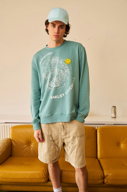 SMILEY ORIGINALS CHENILLE PATCH SLEEVES SWEATSHIRT