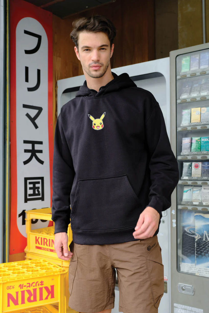 BLACK EMBROIDERED POKÉMON HOODIE