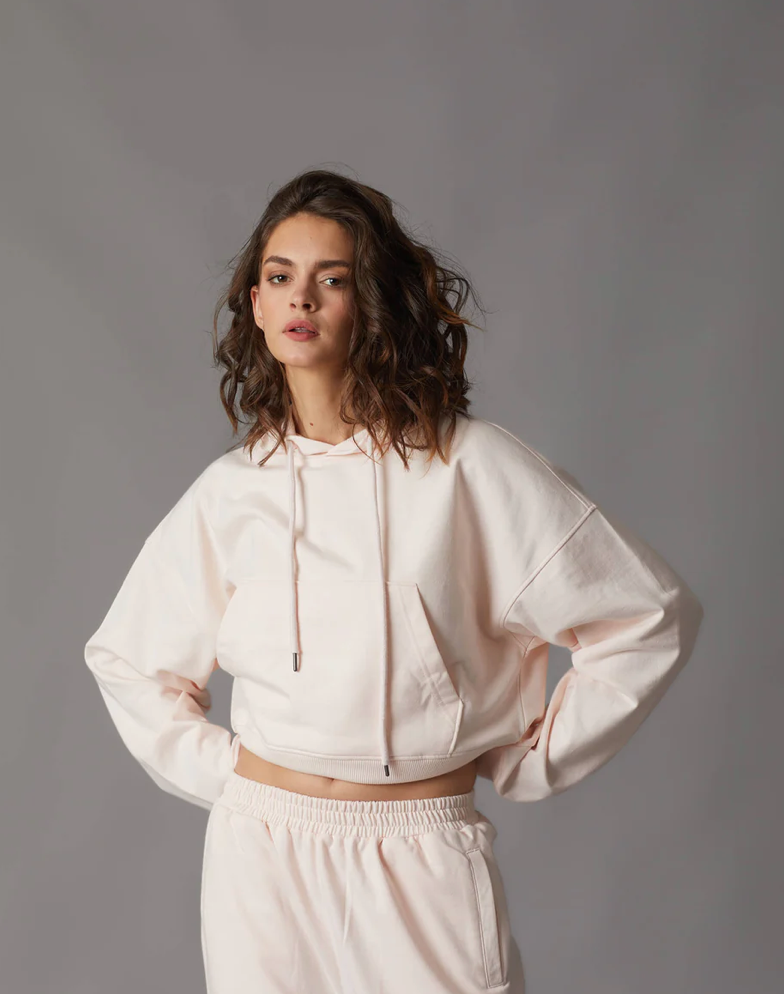PINK CROP HOODIE