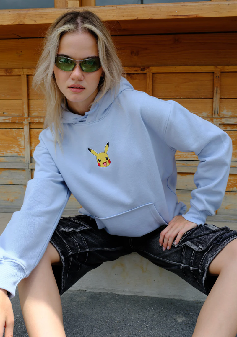 SKY BLUE EMBROIDERED POKÉMON HOODIE