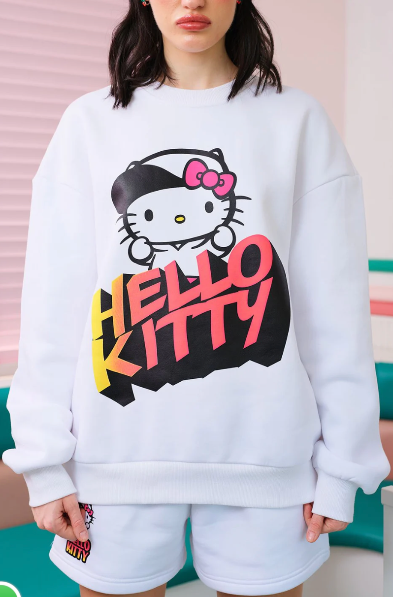 ALL WHITE HELLO KITTY OVERSIZED SWEATSHIRT