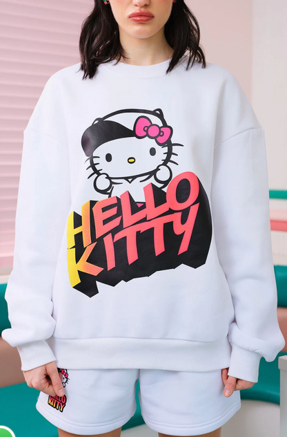 ALL WHITE HELLO KITTY OVERSIZED SWEATSHIRT