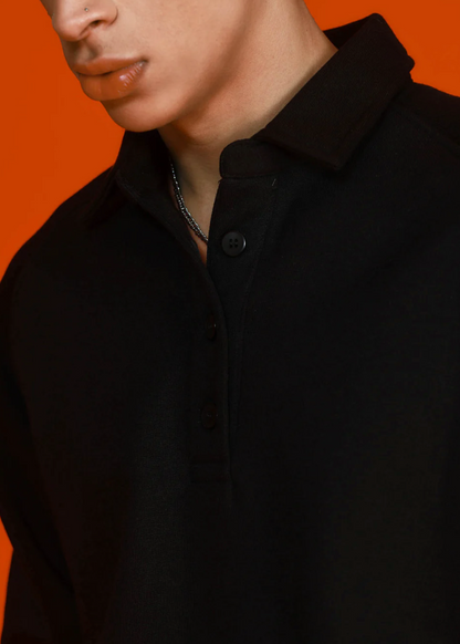 BLACK POLO SWEATSHIRT