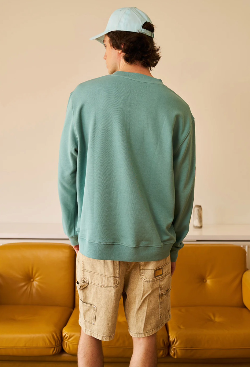 SMILEY ORIGINALS CHENILLE PATCH SLEEVES SWEATSHIRT