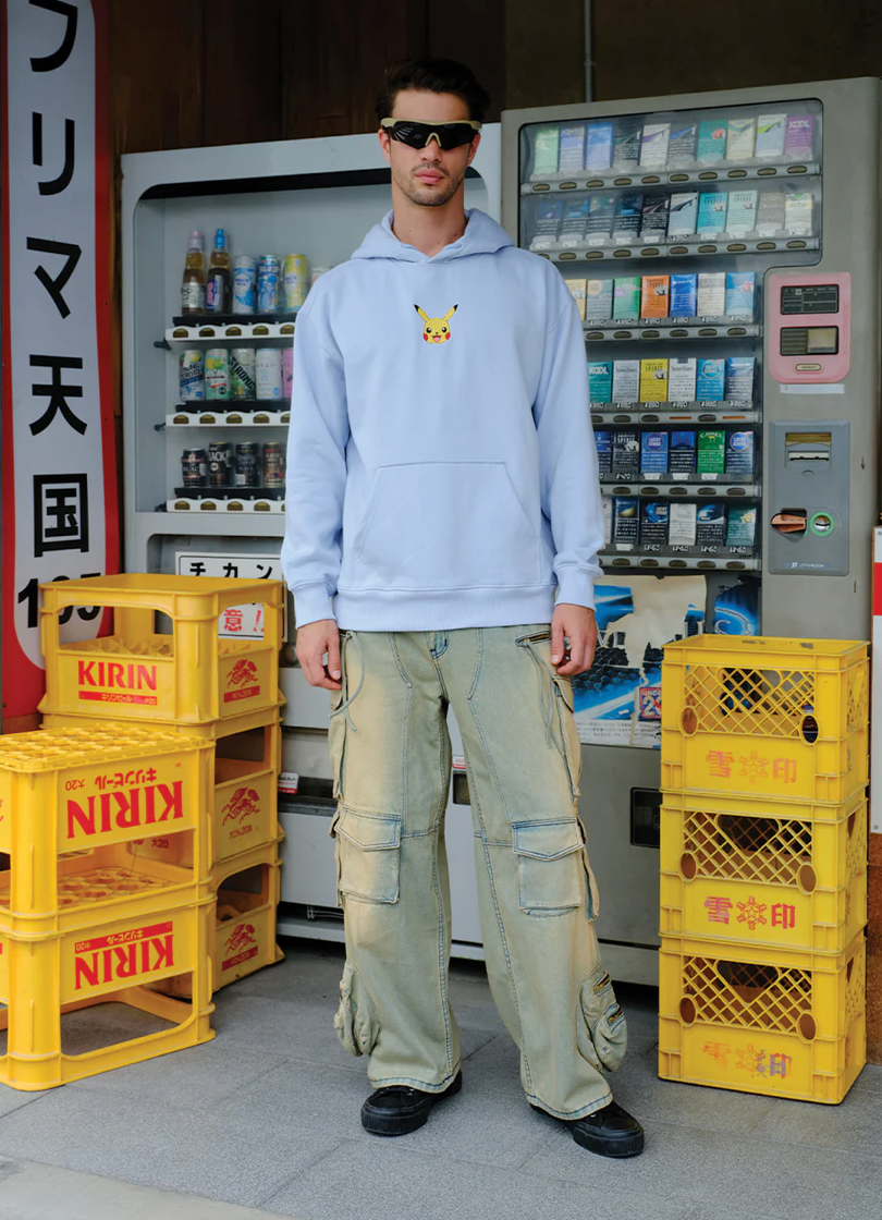 SKY BLUE EMBROIDERED POKÉMON HOODIE